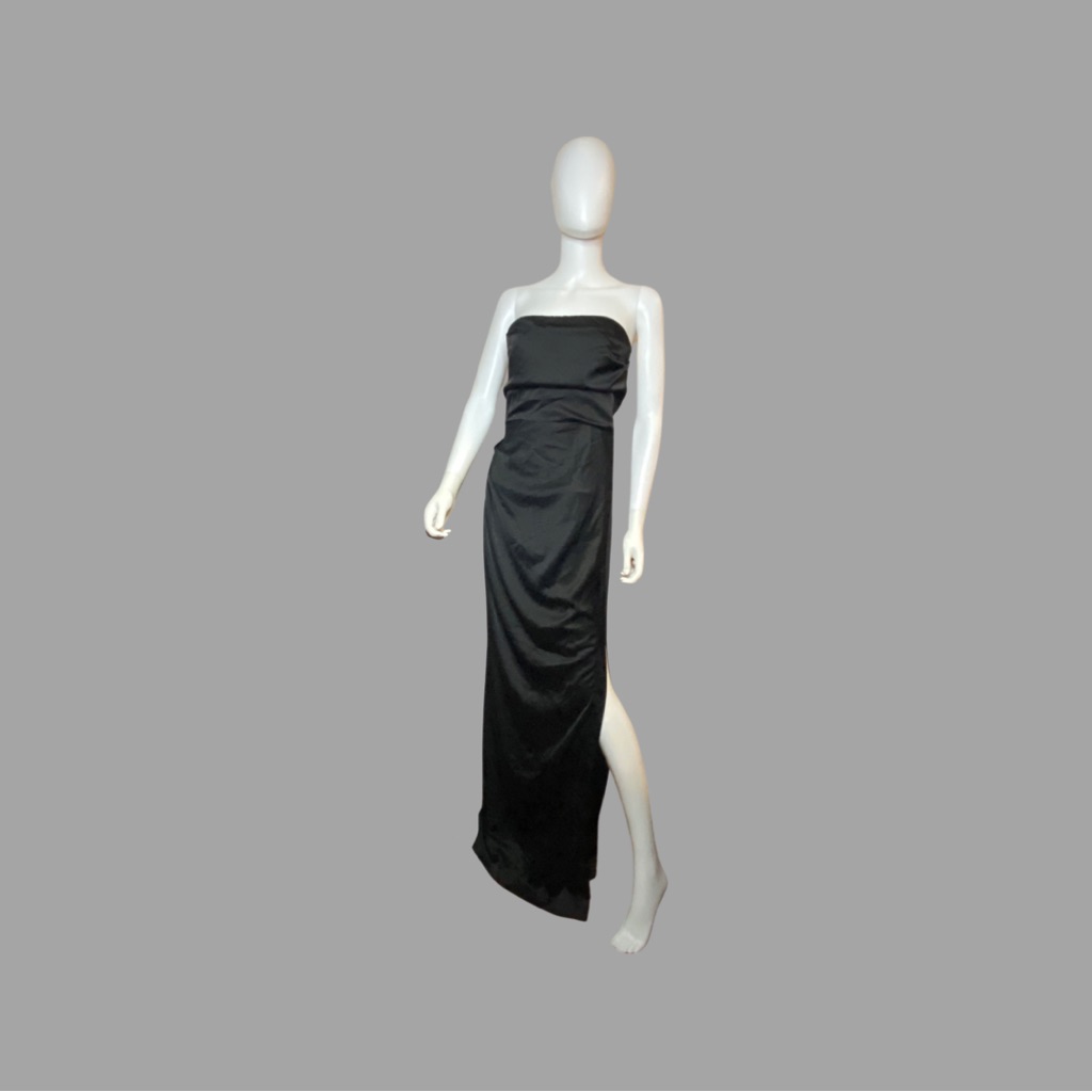 Luxedress- High Slit Ruched Strapless Maxi Dress- Nwt